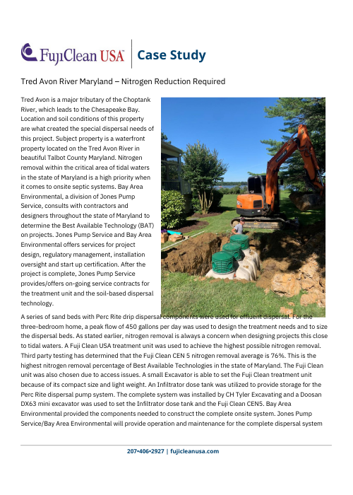 nitrogen reduction residential septic system md - Septic System Installations Case Studies