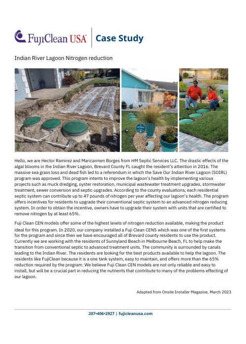 residential nitrogen reduction septic system indian river lagoon fl - Septic System Installations Case Studies