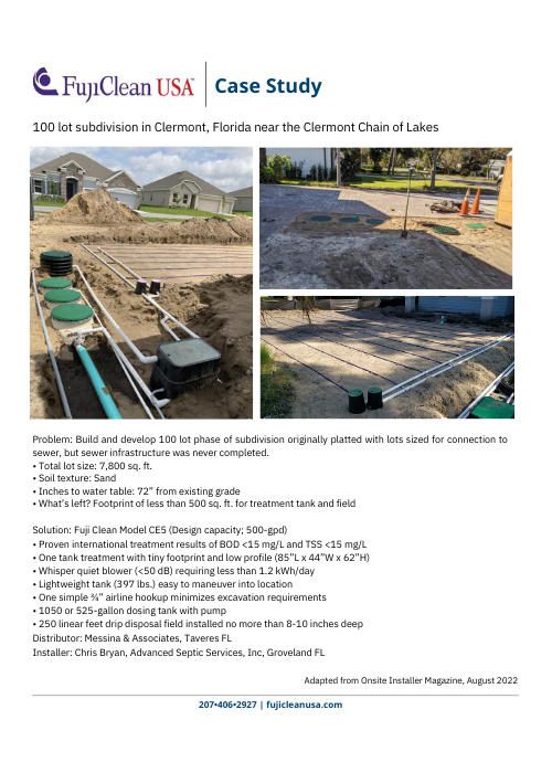 residential septic systems 100 lot subdivision fl - Septic System Installations Case Studies